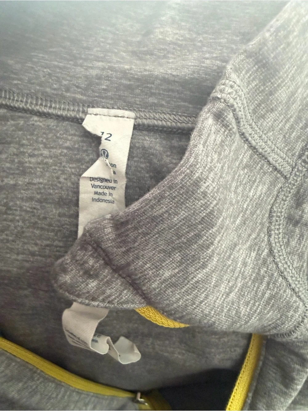lululemon athletica Heather Gray Quarter-Zip Pullover with Yellow Trim